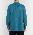 Camoshita - Linen Half-Placket Shirt - Teal