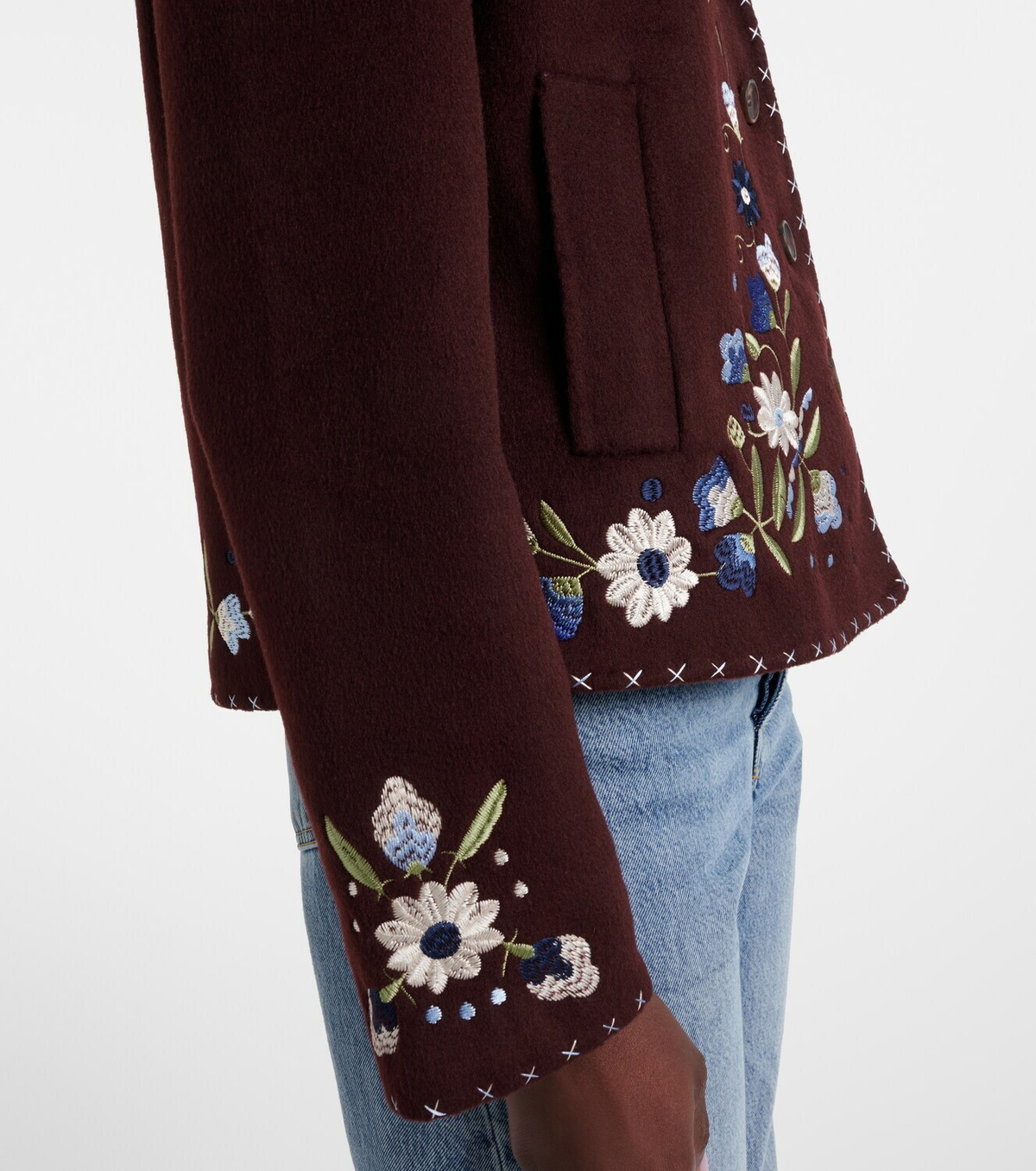 Rixo Jude embroidered wool-blend jacket