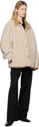 LE17SEPTEMBRE Tan Spread Collar Faux-Shearling Jacket
