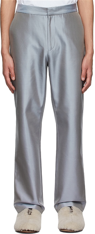 Photo: ERL SSENSE Exclusive Grey Silk Trousers