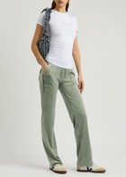Juicy Couture Del Ray Logo-embroidered Velour Sweatpants Green