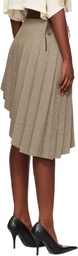 We11done Beige Asymmetric Checked Midi Skirt