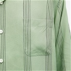 Wacko Maria Men's Long Sleeve Stripe Vacation Shirt in Green