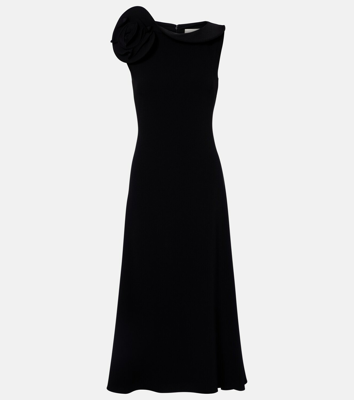 Roland Mouret Floral-appliqué crêpe midi dress