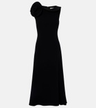 Roland Mouret Floral-appliqué crêpe midi dress