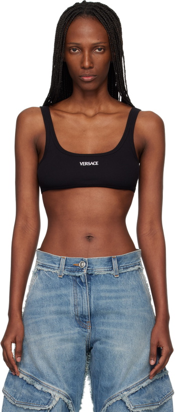 Photo: Versace Black Ribbed Cotton Top