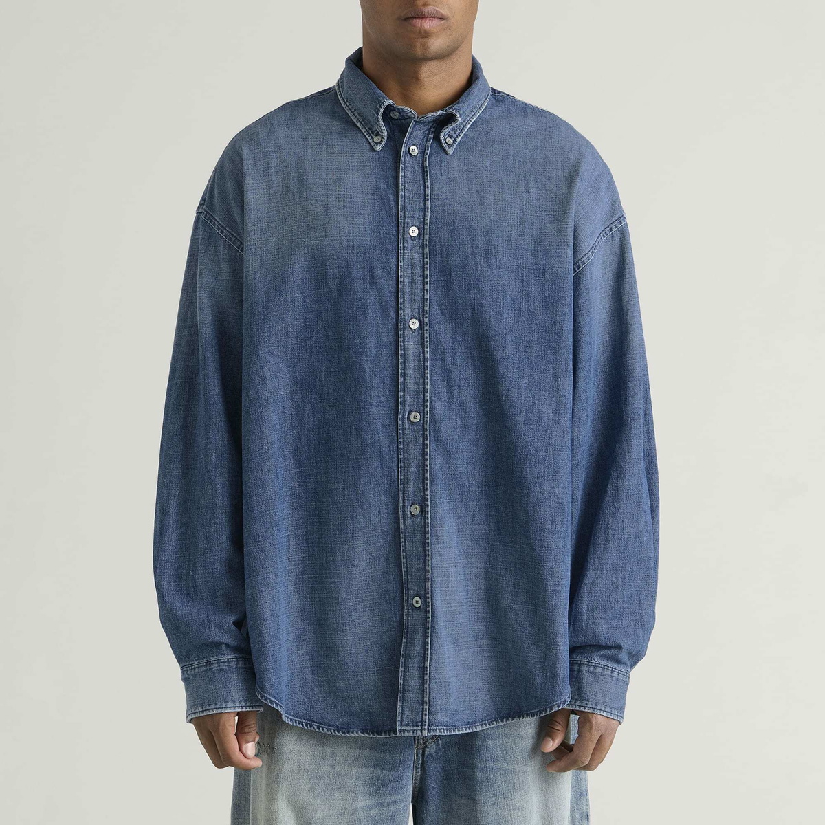 Acne Studios Men's Setar Easy Blue Denim Shirt in Mid Blue