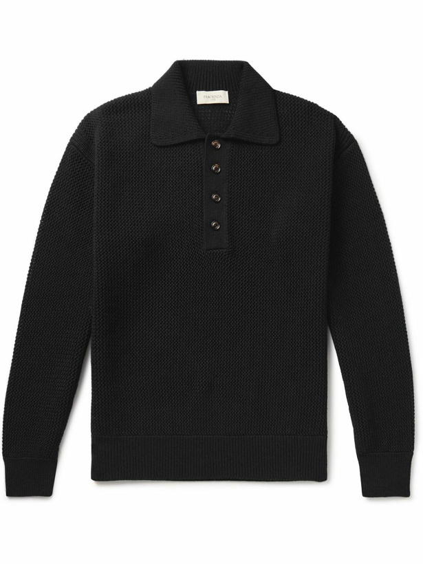 Photo: PIACENZA 1733 - Textured-Knit Virgin Wool Polo Shirt - Black