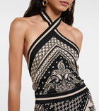 Balmain Paisley jacquard halterneck midi dress