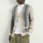Beams Plus Men's Multi Stripe Cardigan in Grey