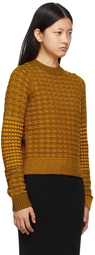 Victoria Beckham Khaki & Orange Merino Houndstooth Textured Sweater