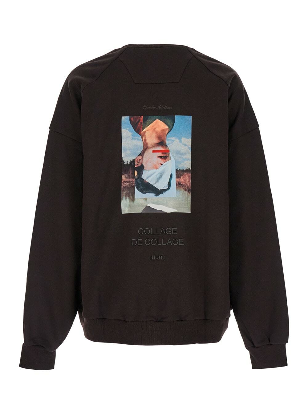 Juun.J Brown Oversized Sweatshirt With Graphic Print In Cotton Man