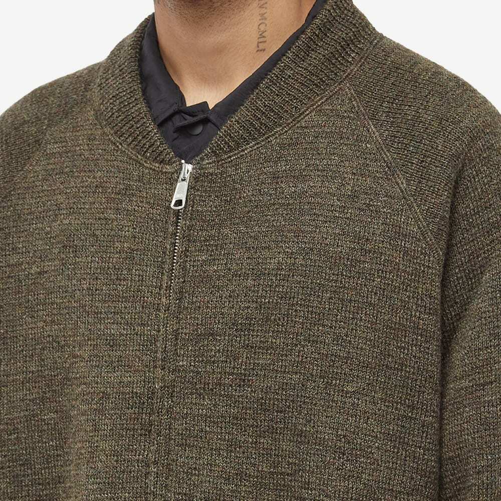 MHL by Margaret Howell Men's MHL. by Margaret Howell Knitted Bomber Jacket  Cardigan in Green/Brown