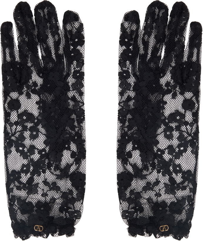 Photo: Valentino Black VLogo Signature Lace Gloves
