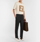 Fendi - Black Slim-Fit Webbing-Trimmed Tech-Twill Trousers - Black