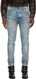 AMIRI Blue Crystal Painter Jeans