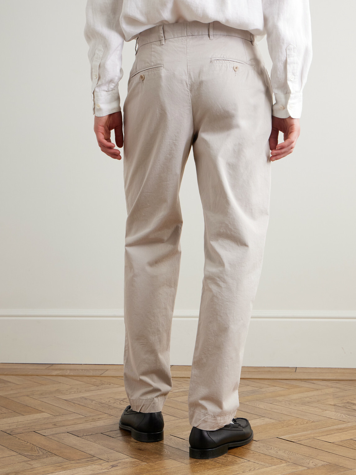 Hartford - Taylor Straight-Leg Cotton-Gabardine Trousers - Neutrals