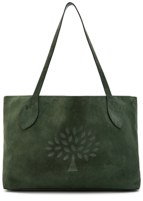 Photo: Mulberry Oversized Logo-debossed Suede Tote bag - Green - One Size