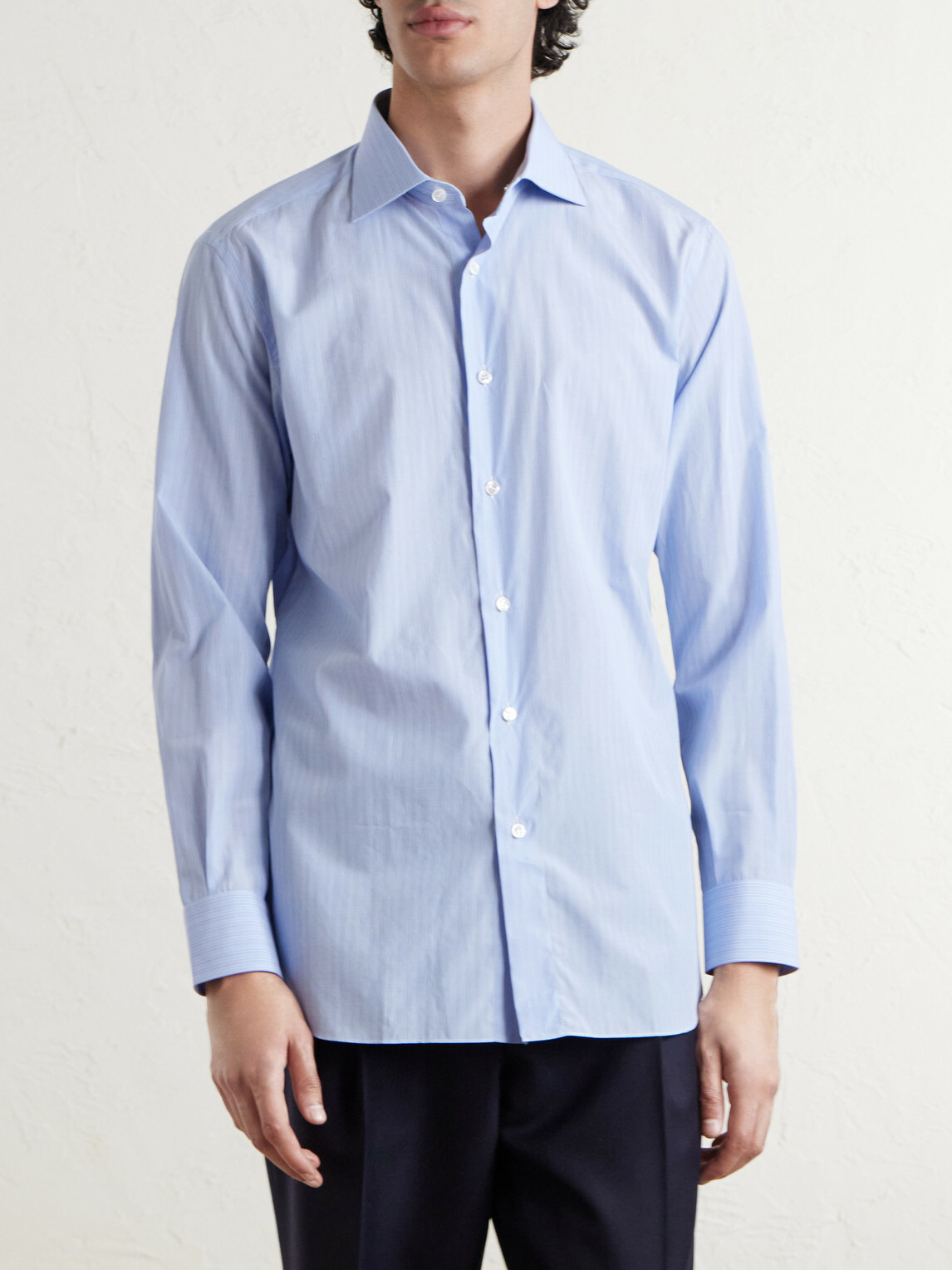 Brioni - Striped Cotton-Poplin Shirt - Blue