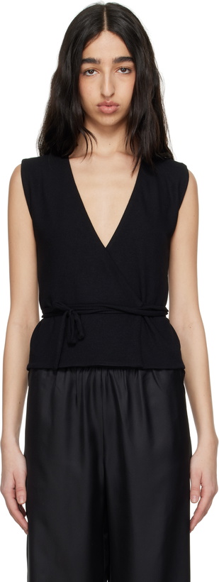Photo: LESET Black Lauren Sleeveless Wrap Vest
