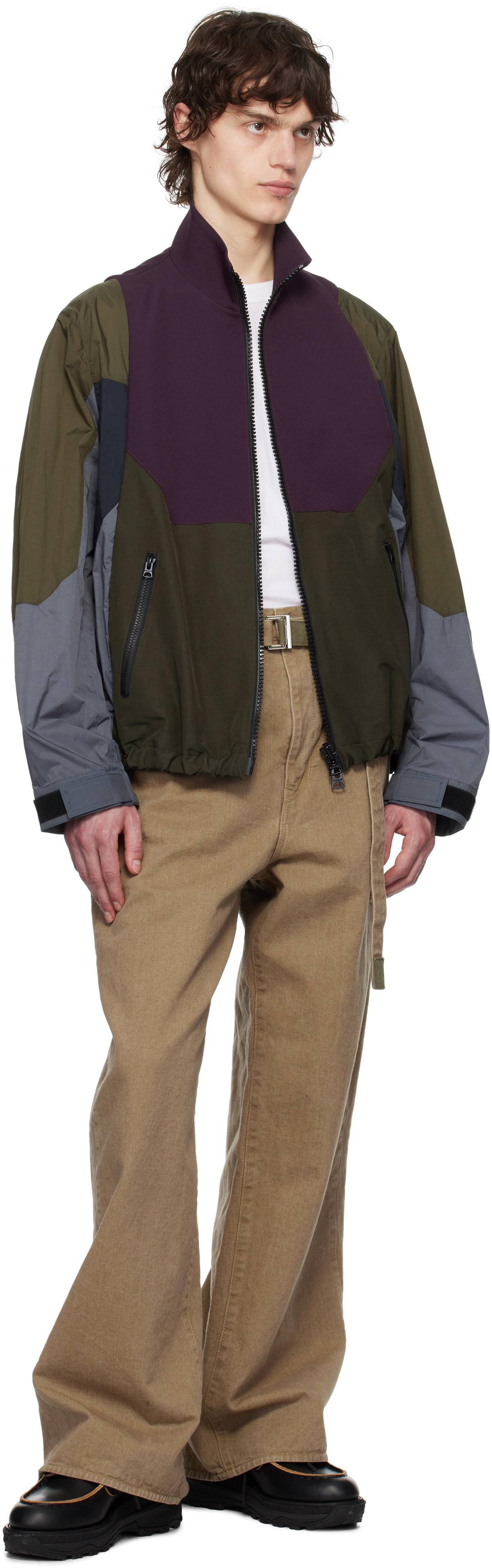 sacai Black Leather Boat Shoes Sacai