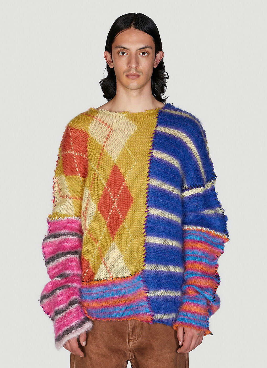 Patchwork Knit Sweater in Multicolour Marni