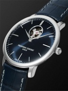 Frederique Constant - Slimline Heart Beat Automatic 40mm Stainless Steel and Croc-Effect Leather Watch, Ref. No. FC-312N4S6 - Blue