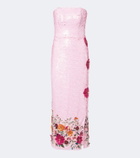 Costarellos Harlee floral-appliqué sequined cocktail dress