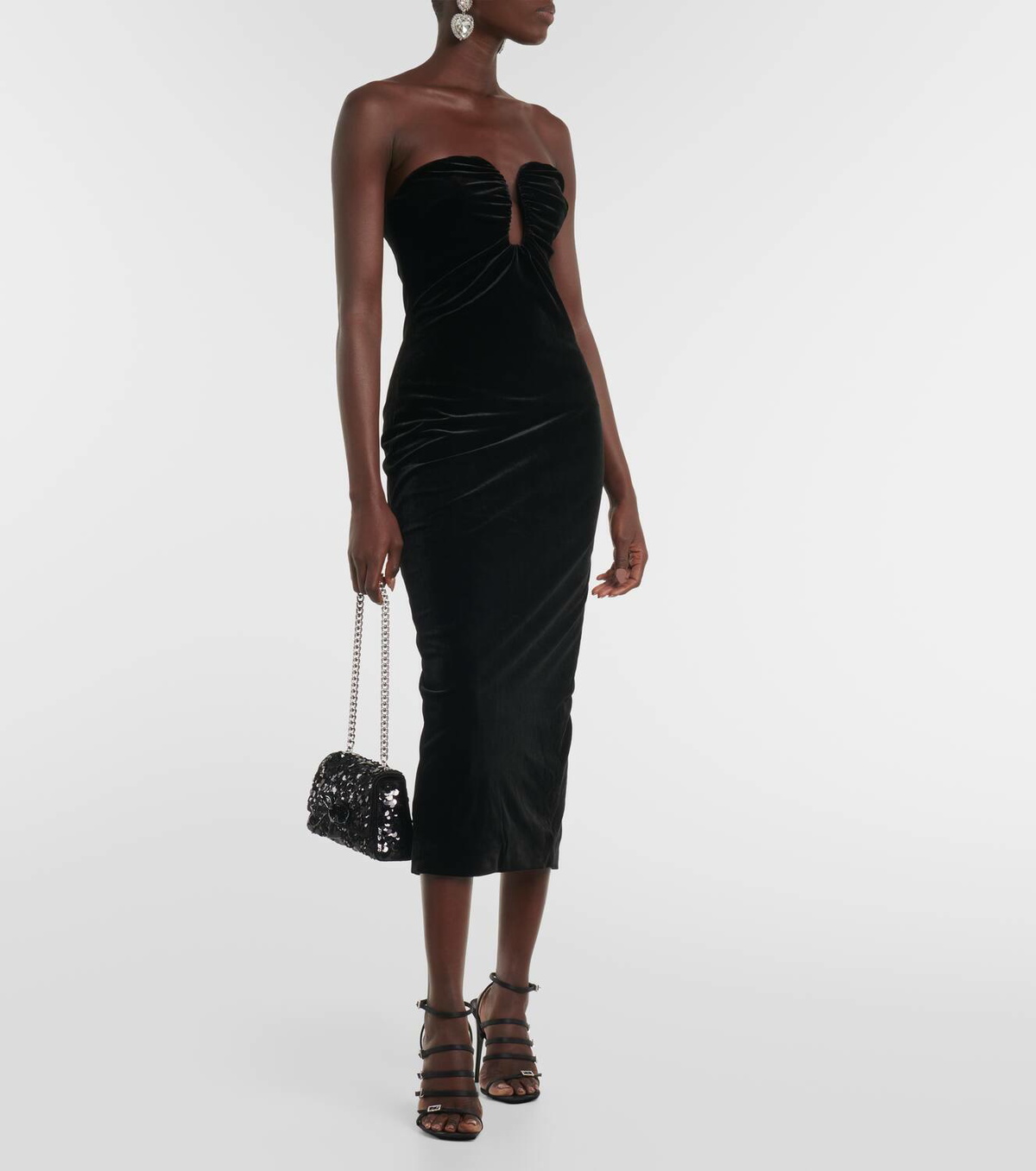 Self-Portrait Strapless velvet midi dress Self-Portrait