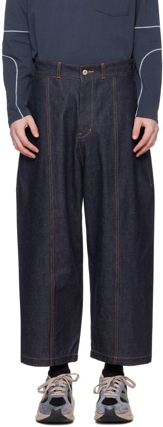 SAGE NATION Navy Box Pleat Trousers SAGE NATION