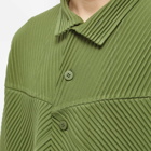 Homme Plissé Issey Miyake Men's Pleated Design Jacket in Olive Green