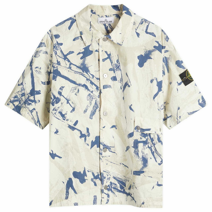 Photo: Stone Island Men's Scan Camo Ripstop-OVD Short Sleeve Shirt in Desert