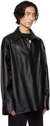 MM6 Maison Margiela Black Pinched Seams Leather Jacket