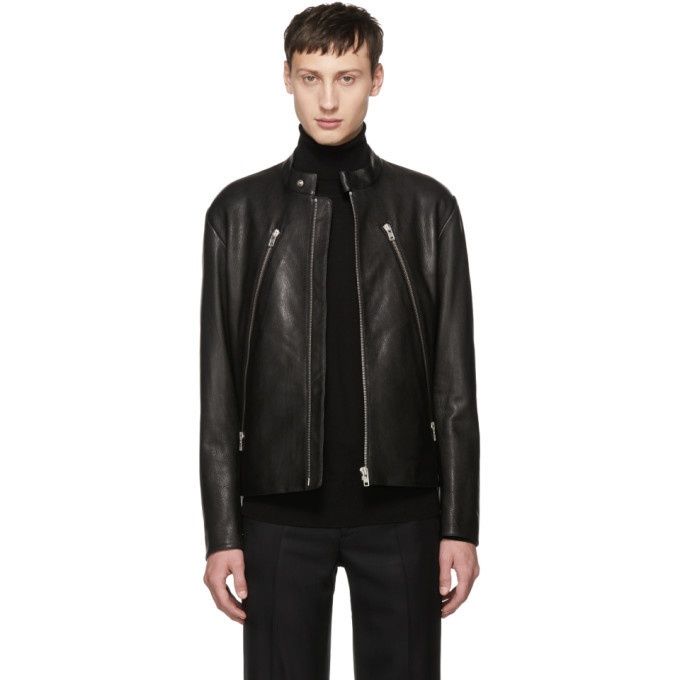 Photo: Maison Margiela Black 5-Zip Leather Jacket