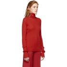 Victoria Beckham Red Sleeve Gathers Polo Turtleneck