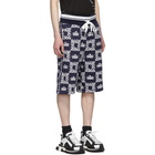 Dolce and Gabbana Navy and White Crown Logo Shorts