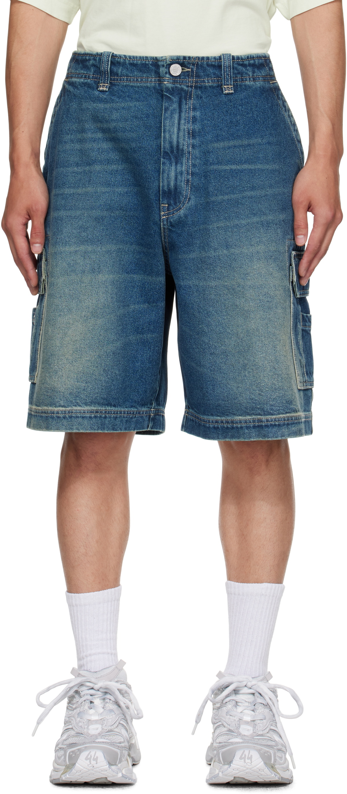 VETEMENTS Blue Hip-Hop Denim Cargo Shorts
