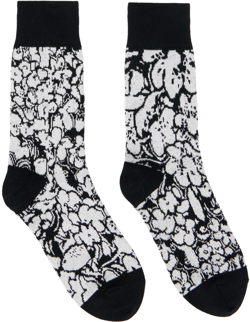 Photo: sacai Black & White Floral Socks