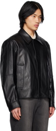 Solid Homme Black Short Leather Jacket