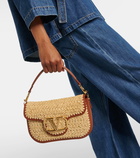 Valentino Garavani Alltime Small raffia and leather shoulder bag