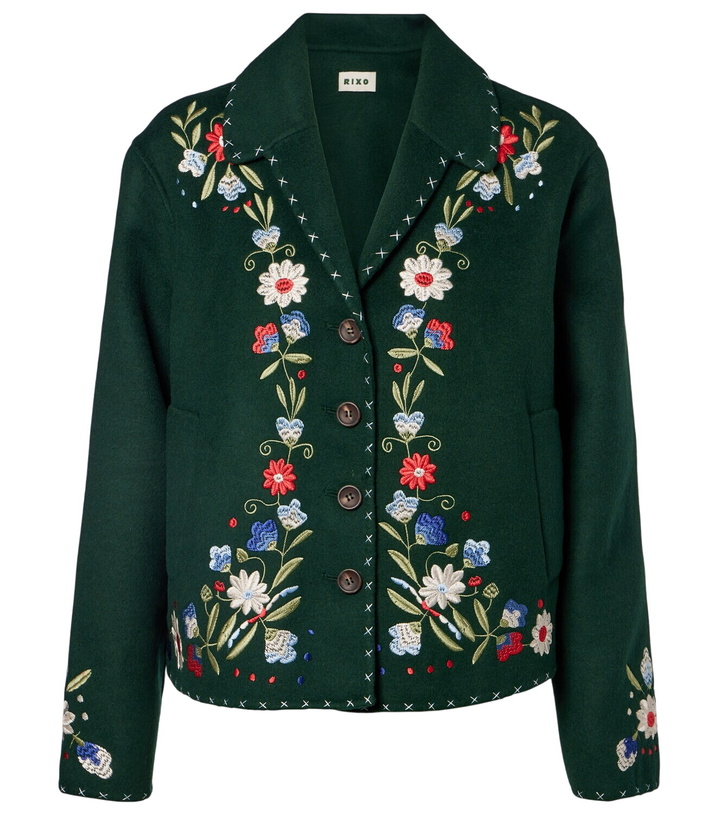 Photo: Rixo Jude embroidered wool-blend jacket