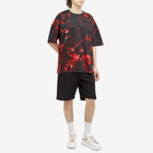 Alexander McQueen Men's Waxed Floral Print T-Shirt in Black/Red