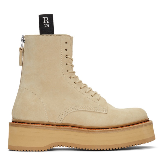 Photo: R13 Tan Suede Single Stack Boots
