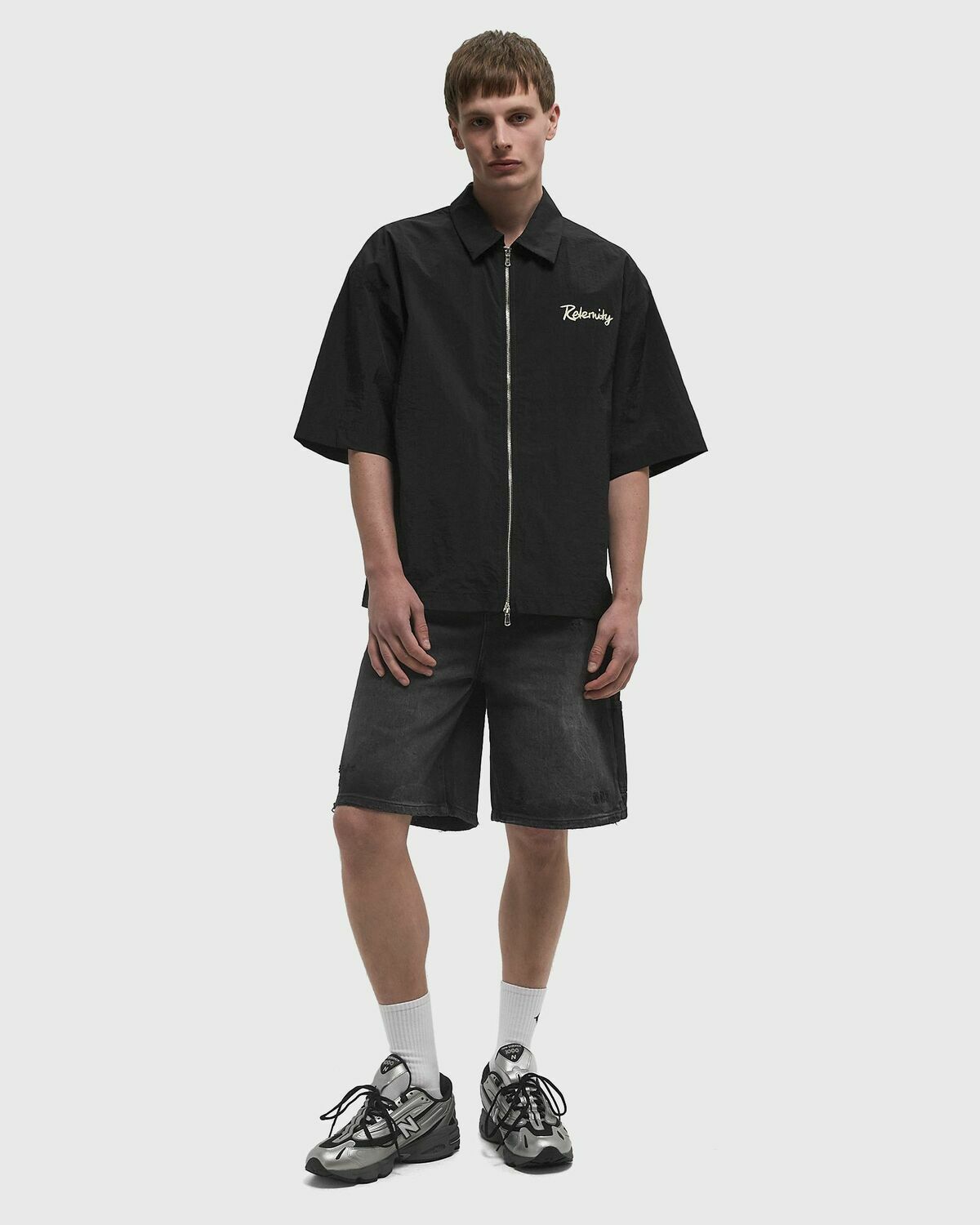 Reternity LUMÉVO NYLON ZIP SHIRT Black Mens Shortsleefe