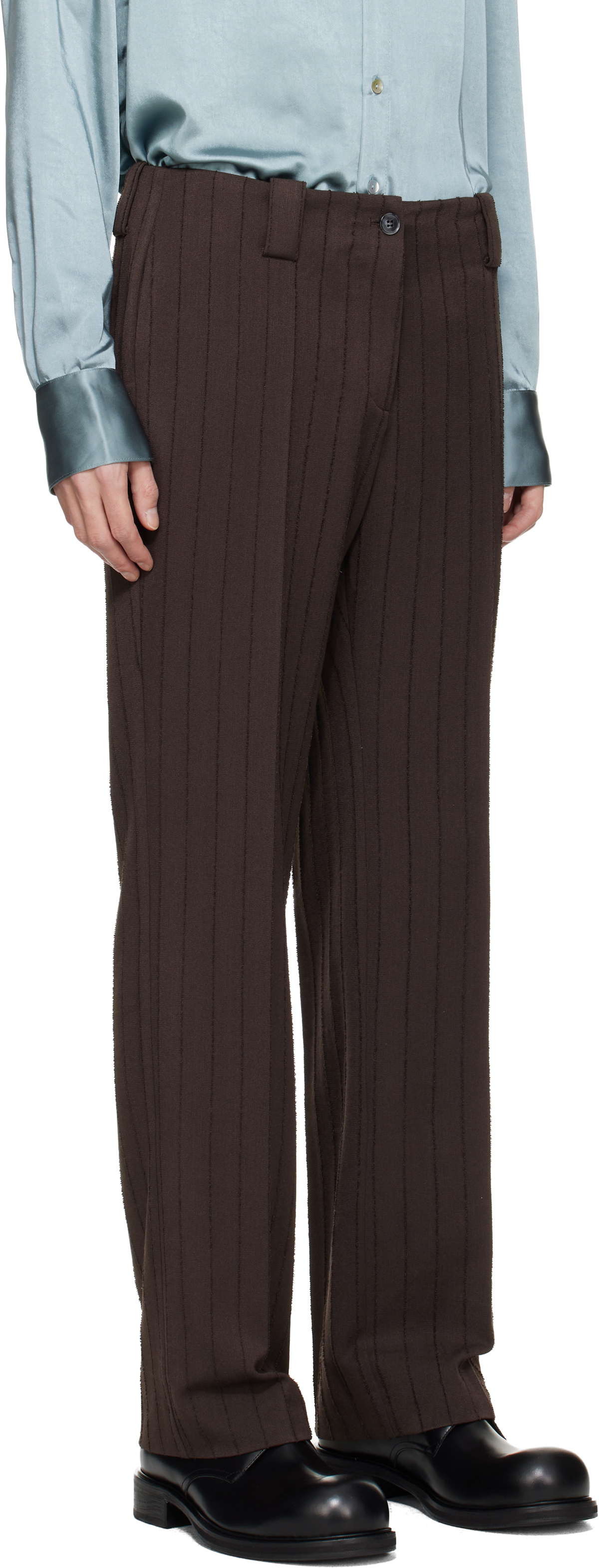 AVAVAV Brown Pinstripe Tailored Trousers
