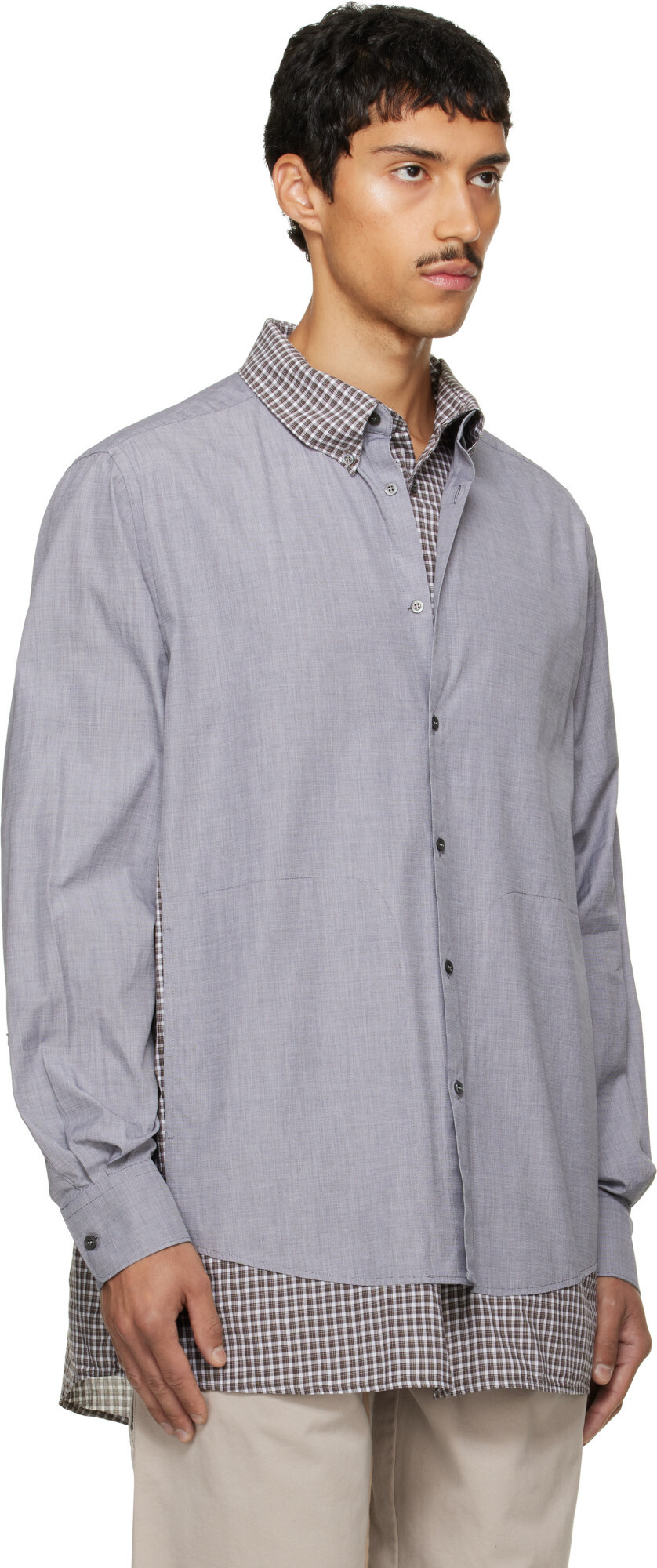 Maison Margiela Gray & Brown Double Layer Cotton Shirt