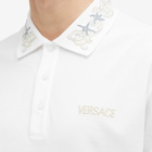 Versace Men's Embroidered Polo Shirt in White