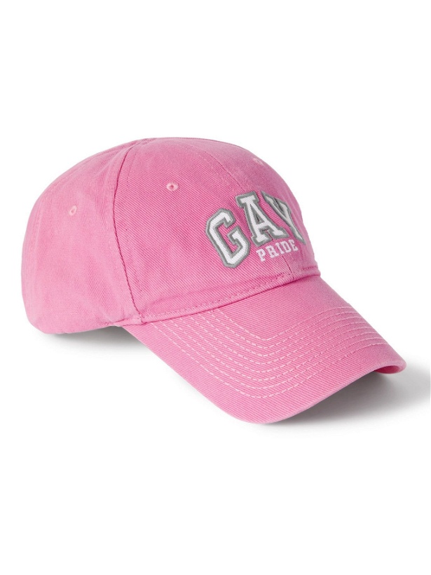 Photo: Balenciaga - Embroidered Cotton-Twill Baseball Cap - Pink