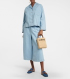 Loewe - Leather-trimmed raffia tote bag