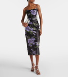 Carolina Herrera Floral draped satin midi dress